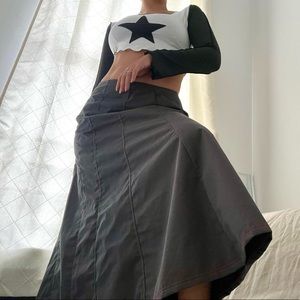 Cargo Maxi skirt, handmade, gray iridescent orange shade